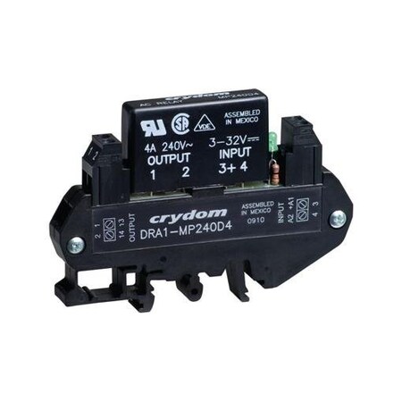 Crydom Solid State Relays - Industrial Mount Din Mt 280 Vac/4A Out 3-32 Vdc Input DRA1-MP240D4